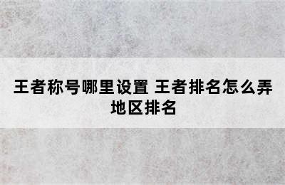 王者称号哪里设置 王者排名怎么弄地区排名